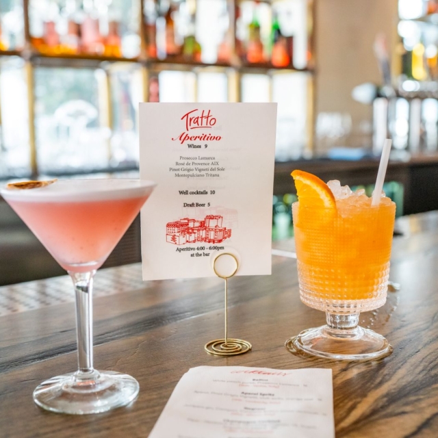two cocktails on a bar top