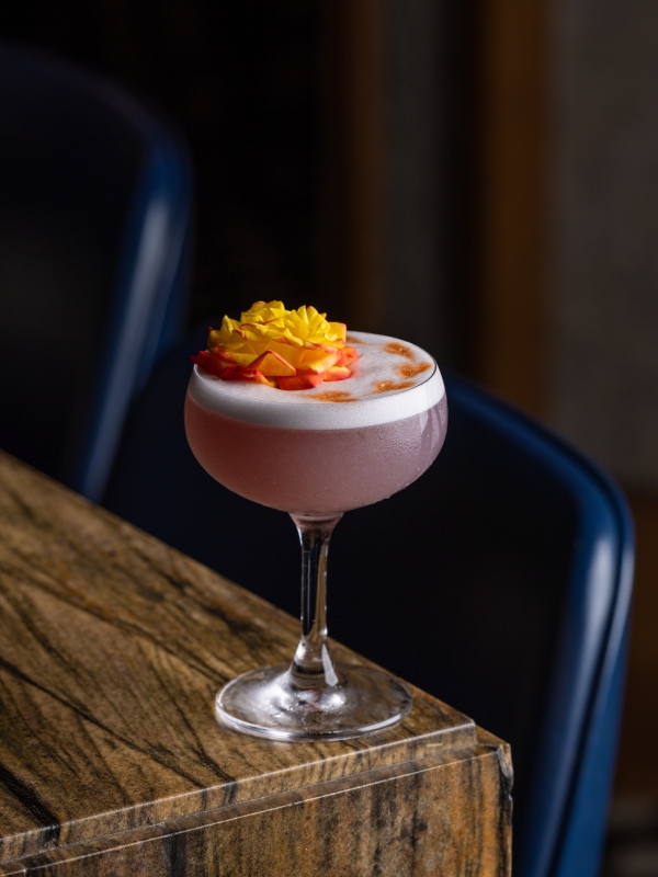 Close up view of a cocktail prepared by Tratto at The Marker