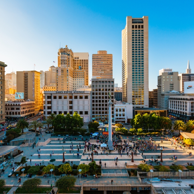 Birdseye view of union square in san francisco
