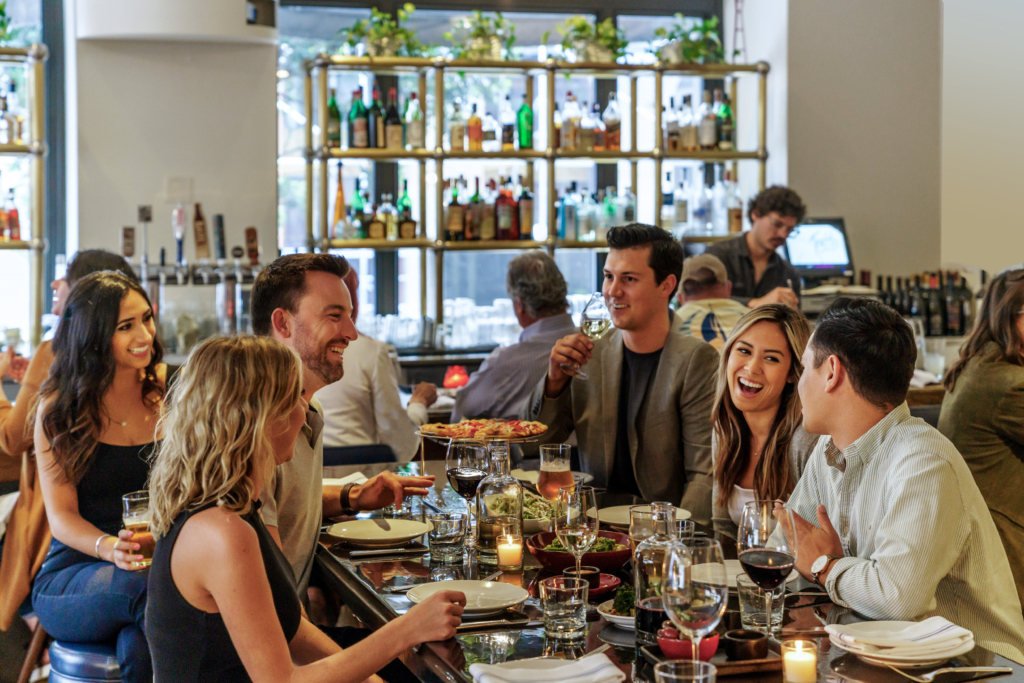 happy hour communal table at tratto in marker union square in san francisco